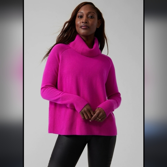 ATHLETA cashmere blend turtleneck cowl sweater fuschia pink rare limited edition - Picture 17 of 17